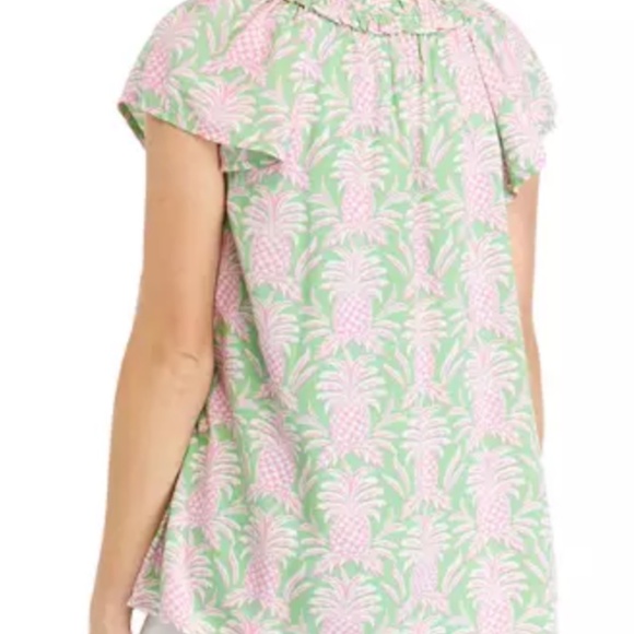 Crown & Ivy Pink and Green Pineapple Print Top NWT Size Large - Picture 3 of 13
